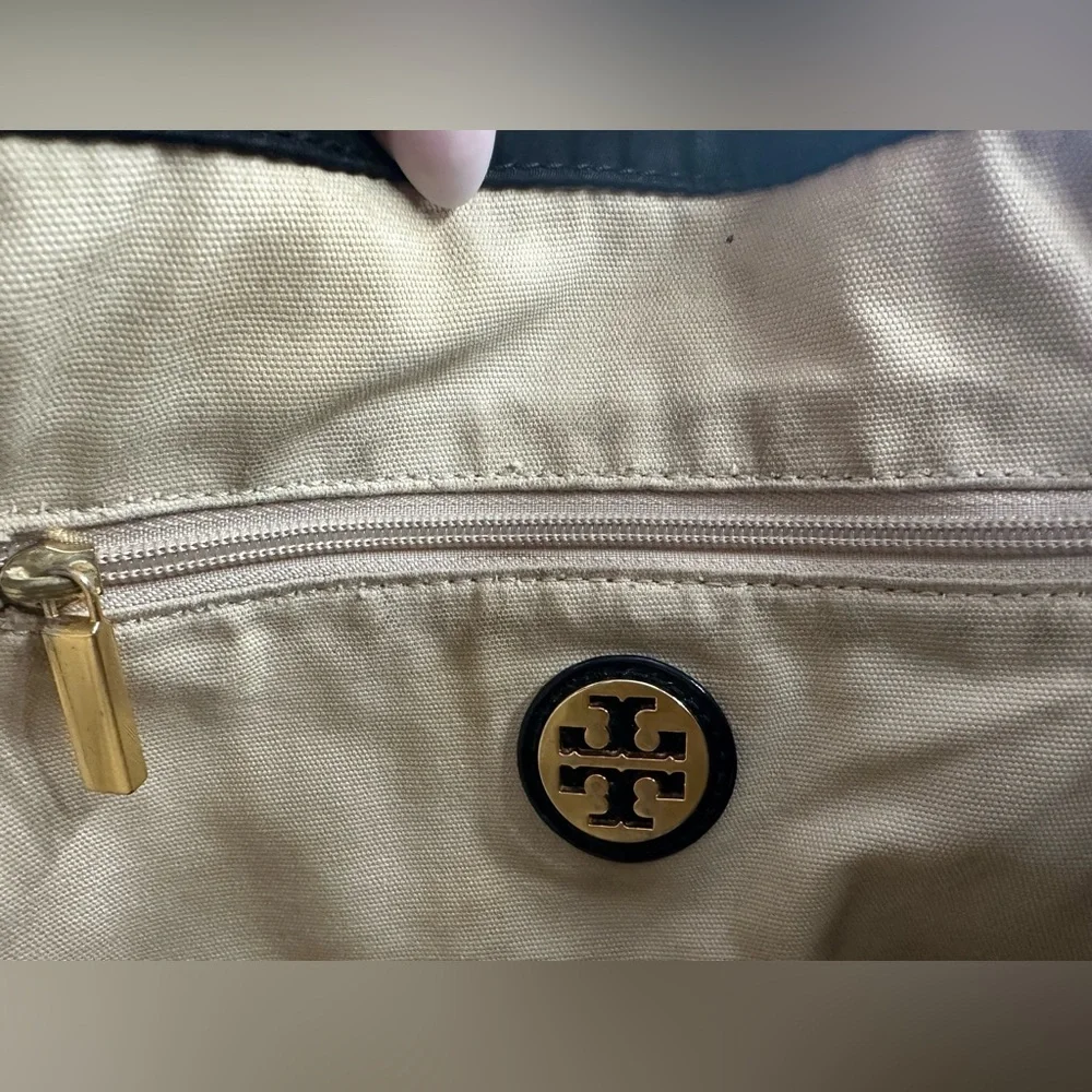 Tory Burch Black Patent Logo Tote